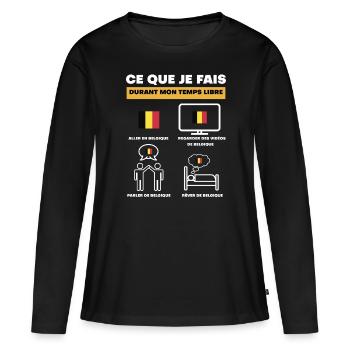 Belgien in der Freizeit - Frauen Premium Bio Langarmshirt - Schwarz - Vorne - Julia (174cm)