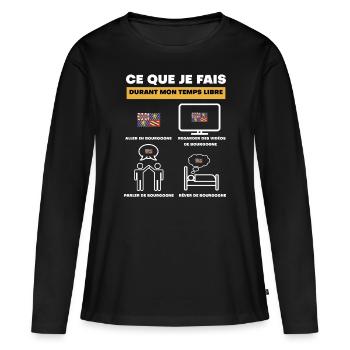 Bourgogne durant temps libre - T-shirt manches longues Premium bio Femme - noir - Devant - Julia (174cm)