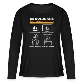 charente durant temps libre - T-shirt manches longues Premium bio Femme - noir - Devant - Julia (174cm)