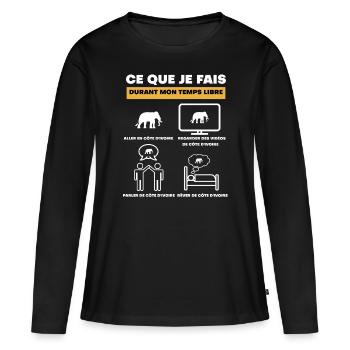 côte d'ivoire éléphant durant temps libre - T-shirt manches longues Premium bio Femme - noir - Devant - Julia (174cm)