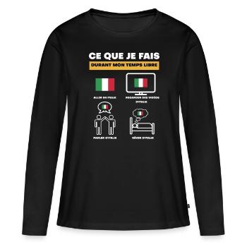 italie drapeau durant temps libre - T-shirt manches longues Premium bio Femme - noir - Devant - Julia (174cm)