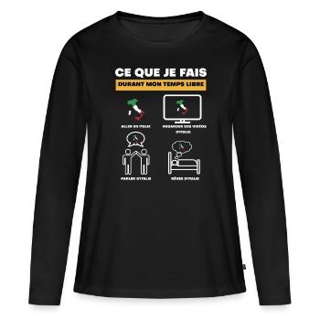 Italien in der Freizeit - Frauen Premium Bio Langarmshirt - Schwarz - Vorne - Julia (174cm)