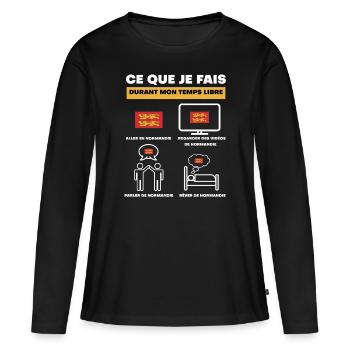 normandie drapeau durant temps libre - T-shirt manches longues Premium bio Femme - noir - Devant - Julia (174cm)