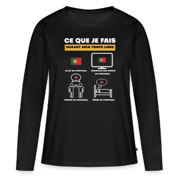 Portugal in der Freizeit - Frauen Premium Bio Langarmshirt - Schwarz - Vorne - Julia (174cm)