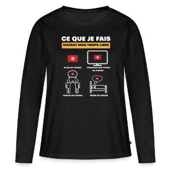 Tunesien in der Freizeit - Frauen Premium Bio Langarmshirt - Schwarz - Vorne - Julia (174cm)