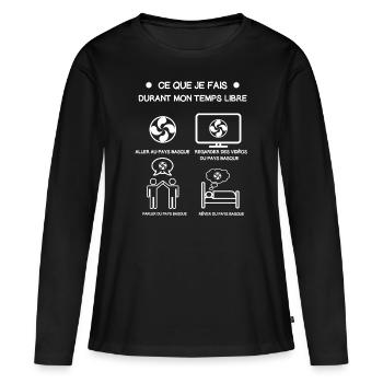 Baskisches Geschenk Lauburu kostenlose Zeitreise - Frauen Premium Bio Langarmshirt - Schwarz - Vorne - Julia (174cm)