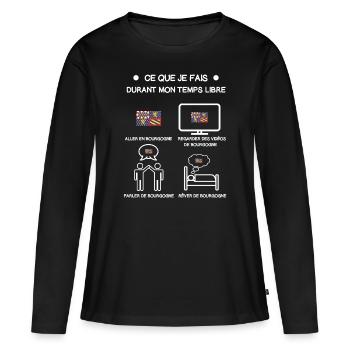 Burgund Geschenk kostenlose Zeitreise - Frauen Premium Bio Langarmshirt - Schwarz - Vorne - Julia (174cm)