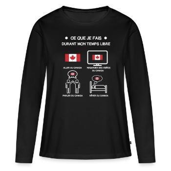 cadeau canada temps libre voyage - T-shirt manches longues Premium bio Femme - noir - Devant - Julia (174cm)