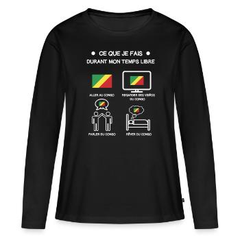 cadeau congo Brazzaville temps libre voyage - T-shirt manches longues Premium bio Femme - noir - Devant - Julia (174cm)