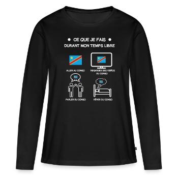 gift congo Kinshasa free time travel - Women's Premium Organic Long Sleeve Shirt - black - Front - Julia (174cm)
