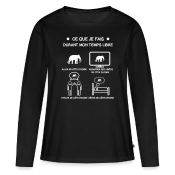 Elfenbeinküste Elefant Kostenloses Zeitreise-Geschenk - Frauen Premium Bio Langarmshirt - Schwarz - Vorne - Julia (174cm)