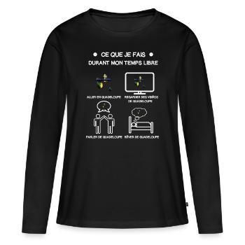 Guadeloupe Kostenloses Zeitreise-Geschenk - Frauen Premium Bio Langarmshirt - Schwarz - Vorne - Julia (174cm)