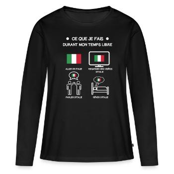 cadeau italie drapeau temps libre voyage - T-shirt manches longues Premium bio Femme - noir - Devant - Julia (174cm)