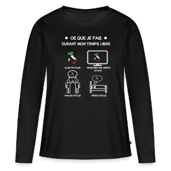 Geschenk Italien Gratis Zeitreise - Frauen Premium Bio Langarmshirt - Schwarz - Vorne - Julia (174cm)