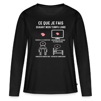 charcuterie temps libre cadeau - T-shirt manches longues Premium bio Femme - noir - Devant - Julia (174cm)