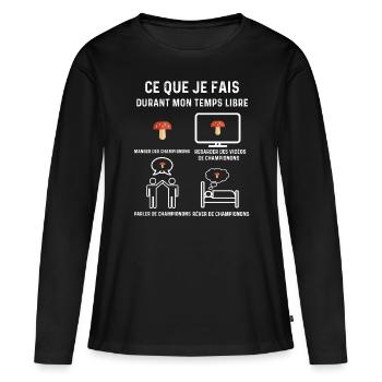champignons temps libre cadeau - T-shirt manches longues Premium bio Femme - noir - Devant - Julia (174cm)