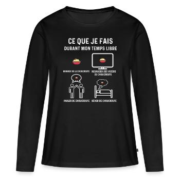 choucroute temps libre cadeau - T-shirt manches longues Premium bio Femme - noir - Devant - Julia (174cm)