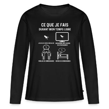dinosaure temps libre cadeau - T-shirt manches longues Premium bio Femme - noir - Devant - Julia (174cm)