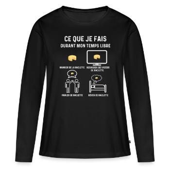 Raclette Freizeitgeschenk - Frauen Premium Bio Langarmshirt - Schwarz - Vorne - Julia (174cm)