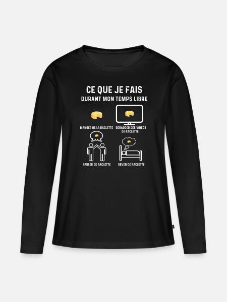 Raclette Freizeitgeschenk - Frauen Premium Bio Langarmshirt - Schwarz