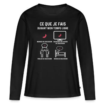 saucisson temps libre cadeau - T-shirt manches longues Premium bio Femme - noir - Devant - Julia (174cm)