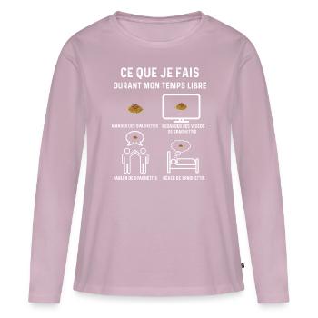 spaghetti temps libre cadeau - T-shirt manches longues Premium bio Femme - rose poudré - Devant - Julia (174cm)