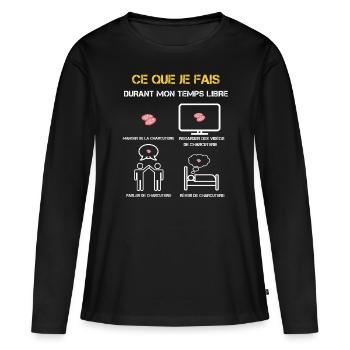 cadeaux temps libre charcuterie - T-shirt manches longues Premium bio Femme - noir - Devant - Julia (174cm)
