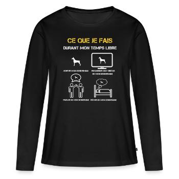 Dobermann Freizeitgeschenke - Frauen Premium Bio Langarmshirt - Schwarz - Vorne - Julia (174cm)