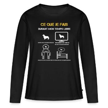Golden-Retriever Freizeitgeschenke - Frauen Premium Bio Langarmshirt - Schwarz - Vorne - Julia (174cm)