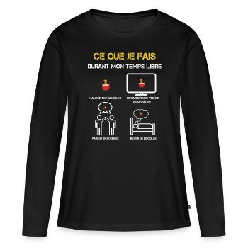 cadeaux temps libre noodles - T-shirt manches longues Premium bio Femme - noir - Devant - Julia (174cm)