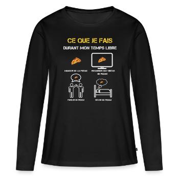 Freizeit Pizza Geschenke - Frauen Premium Bio Langarmshirt - Schwarz - Vorne - Julia (174cm)
