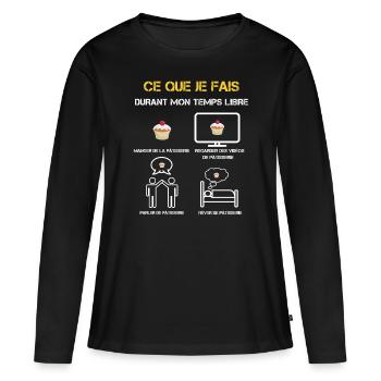 Freizeit Geschenke backen - Frauen Premium Bio Langarmshirt - Schwarz - Vorne - Julia (174cm)