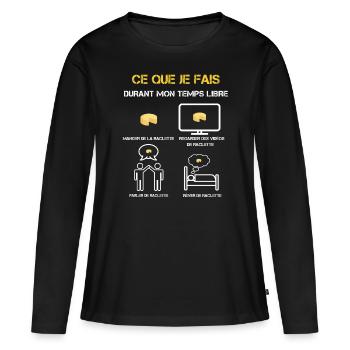 Raclette Freizeitgeschenke - Frauen Premium Bio Langarmshirt - Schwarz - Vorne - Julia (174cm)