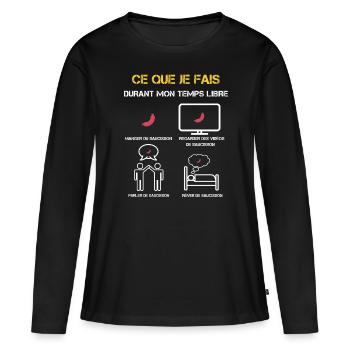 cadeaux temps libre saucisson - T-shirt manches longues Premium bio Femme - noir - Devant - Julia (174cm)