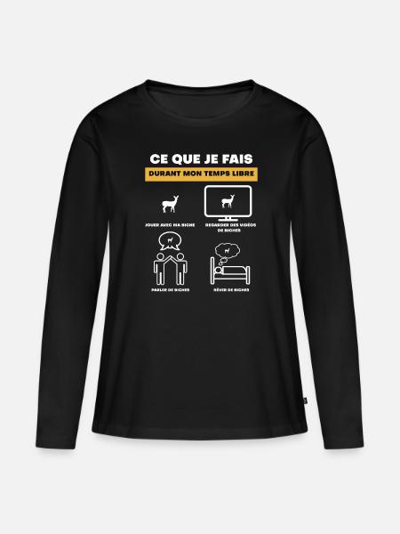 Freizeit Reh Geschenk - Frauen Premium Bio Langarmshirt - Schwarz