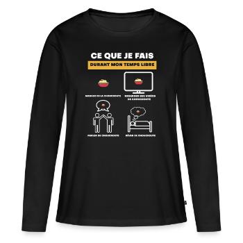 cadeau choucroute temps libre - T-shirt manches longues Premium bio Femme - noir - Devant - Julia (174cm)