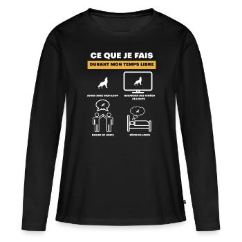 Freizeit Wolf Geschenk - Frauen Premium Bio Langarmshirt - Schwarz - Vorne - Julia (174cm)