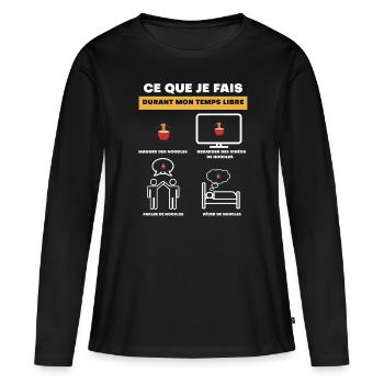 cadeau noodles temps libre - T-shirt manches longues Premium bio Femme - noir - Devant - Julia (174cm)