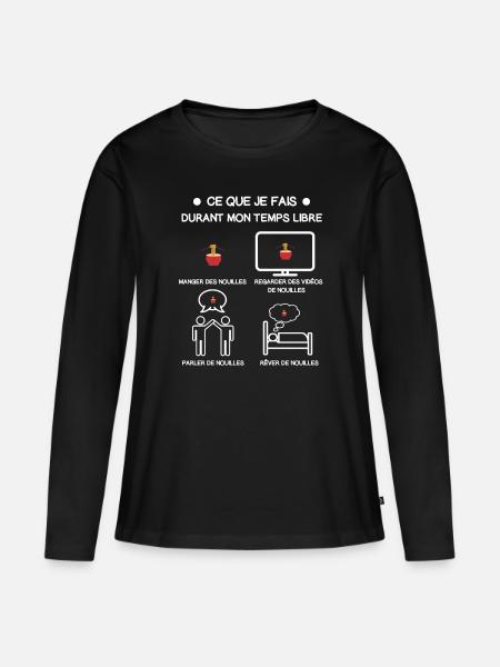 Freizeit-Nudel-Geschenk - Frauen Premium Bio Langarmshirt - Schwarz
