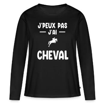 Ich kann nicht Ich habe Pferd Mann Geschenk Reiter - Frauen Premium Bio Langarmshirt - Schwarz - Vorne - Julia (174cm)