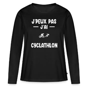 je peux pas j'ai cyclathlon cadeau athlète - T-shirt manches longues Premium bio Femme - noir - Devant - Julia (174cm)