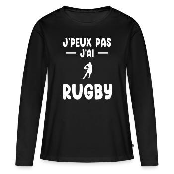 je peux pas j'ai rugby homme cadeau rugbyman - T-shirt manches longues Premium bio Femme - noir - Devant - Julia (174cm)