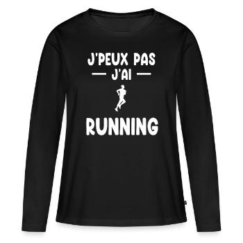 je peux pas j'ai running cadeau coureur - T-shirt manches longues Premium bio Femme - noir - Devant - Julia (174cm)