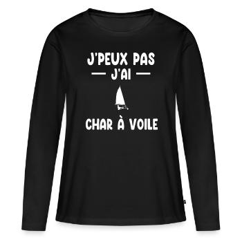 je peux pas j'ai char à voile cadeau conducteur - T-shirt manches longues Premium bio Femme - noir - Devant - Julia (174cm)