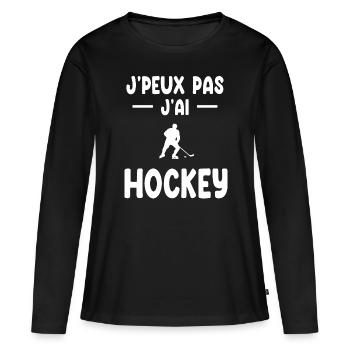Ich kann kein Hockey-Hockey-Geschenk haben - Frauen Premium Bio Langarmshirt - Schwarz - Vorne - Julia (174cm)
