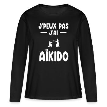 je peux pas j'ai aïkido cadeau aïkidoka - T-shirt manches longues Premium bio Femme - noir - Devant - Julia (174cm)