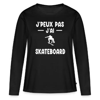 Ich kann nicht ich Skateboarder Skateboarder Geschenk - Frauen Premium Bio Langarmshirt - Schwarz - Vorne - Julia (174cm)
