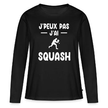 je peux pas j'ai squash cadeau badiste - T-shirt manches longues Premium bio Femme - noir - Devant - Julia (174cm)