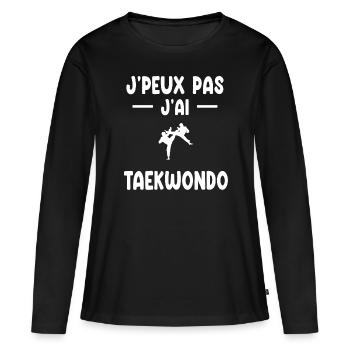 Ich kann nicht Ich habe Taekwondo Geschenk Taekwondo - Frauen Premium Bio Langarmshirt - Schwarz - Vorne - Julia (174cm)