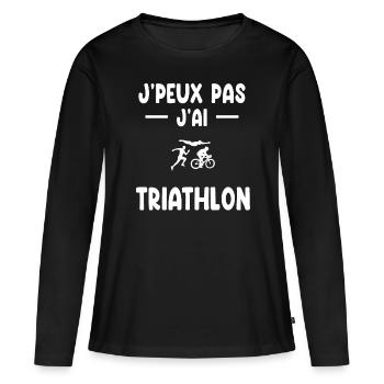 je peux pas j'ai triathlon cadeau triathlète - T-shirt manches longues Premium bio Femme - noir - Devant - Julia (174cm)